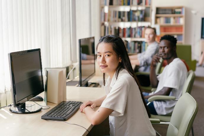 Students on online course